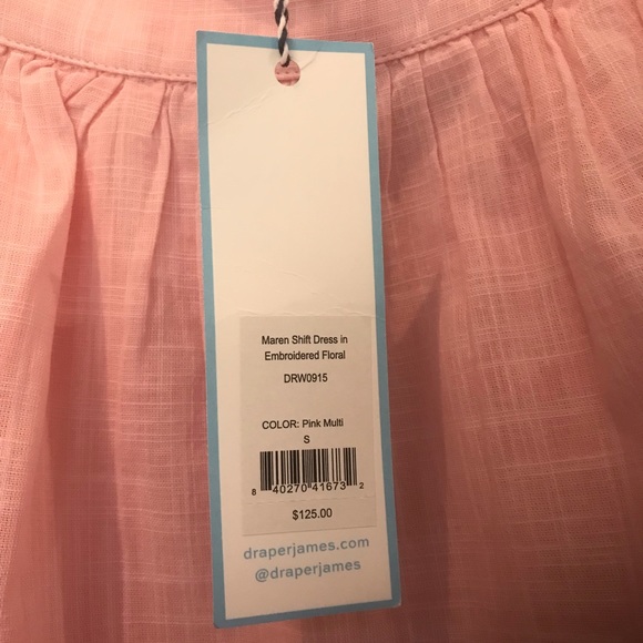 NWT Draper James Maren Shift Dress Pink with White Floral Embroidery Siz… - Picture 4 of 8